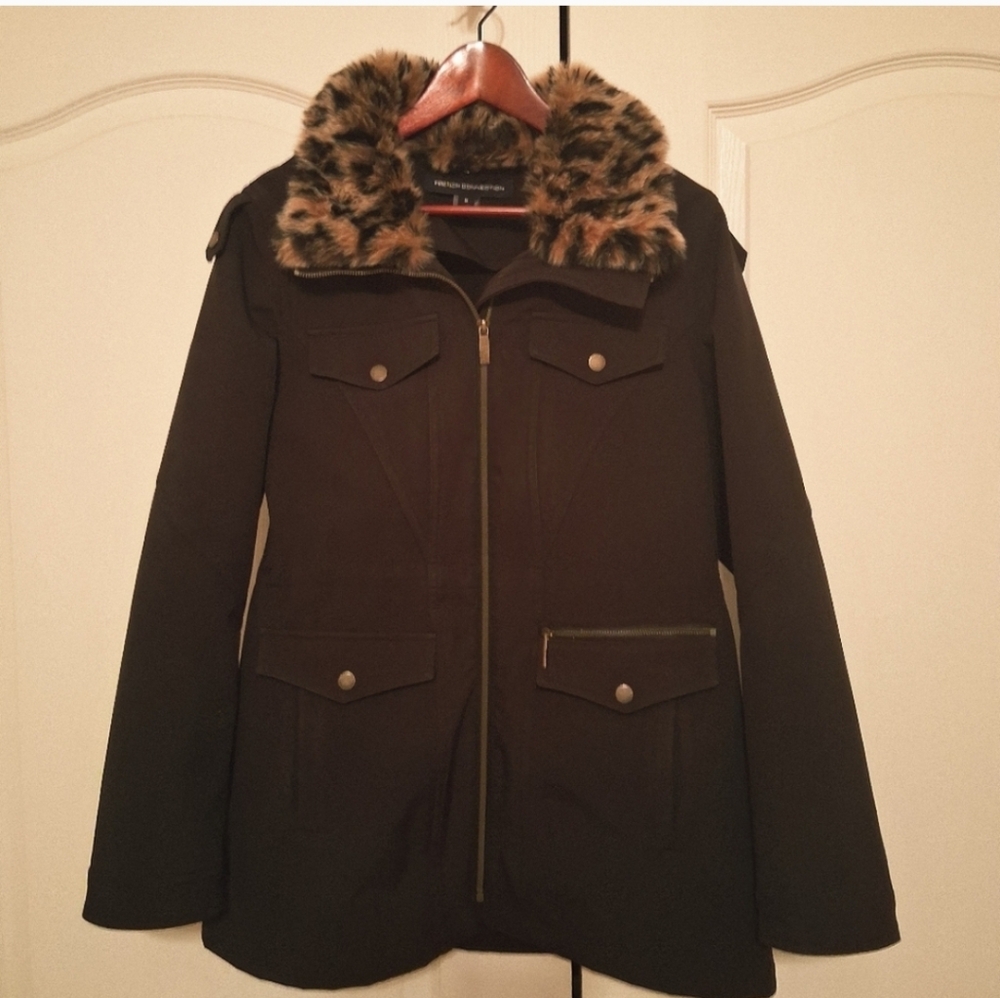 French Connection Jacket with Faux Fur Collar M